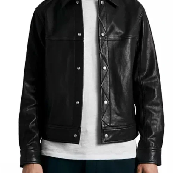 NWT Rag&bone Men’s Owen Leather Trucker Jacket Medium